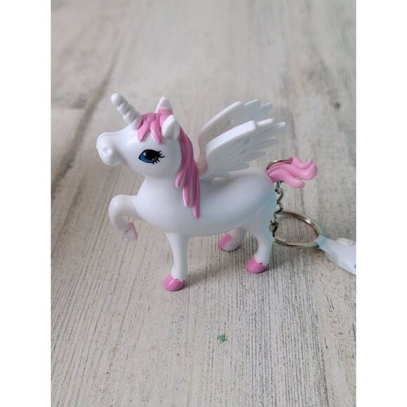 Unicorn Pony Pegasus keychain toy figure white pink - Picture 1 of 4